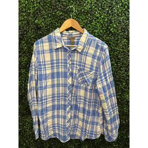 Bit & Bridle, Blue Plaid Long Sleeve Button Up, Women’s Size XL